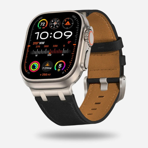 Apple Watch Leather Band Natural Titanium Clasp
